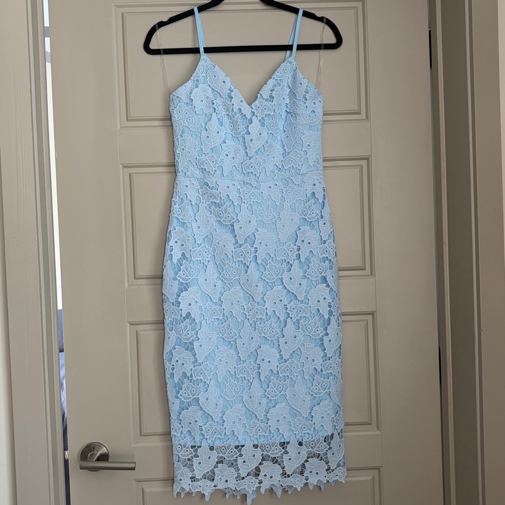 Baby blue lace cocktail dress